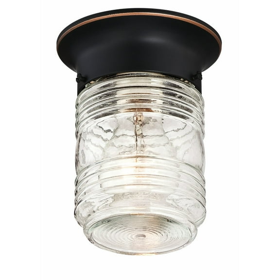 Design House Jelly Jar 1-Light Indoor/Outdoor Flush Mount Ceiling Light, Oil Rubbed Bronze