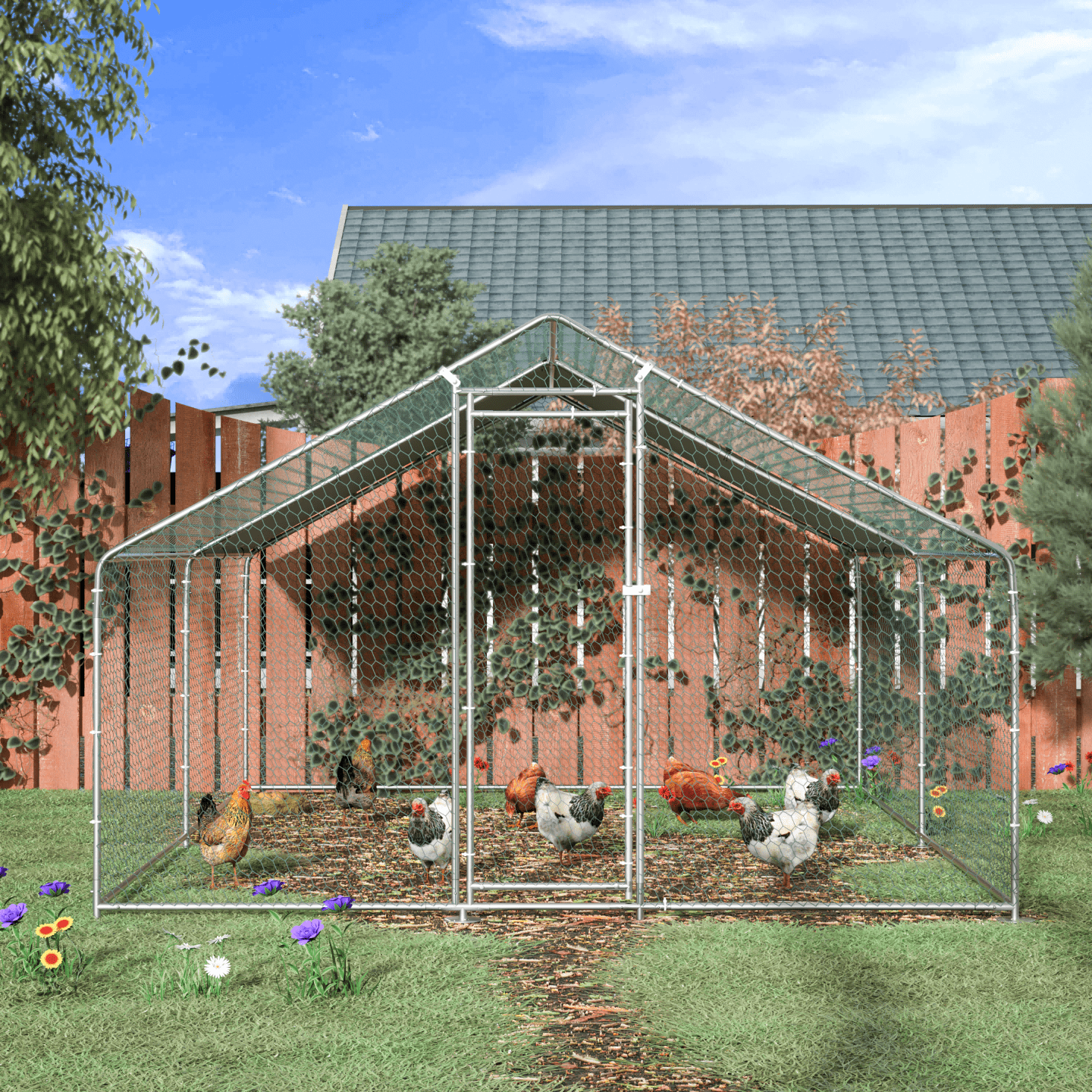 Buy TOETOL Extra Large Metal Chicken Coop Walking Poultry Cage Hen Run