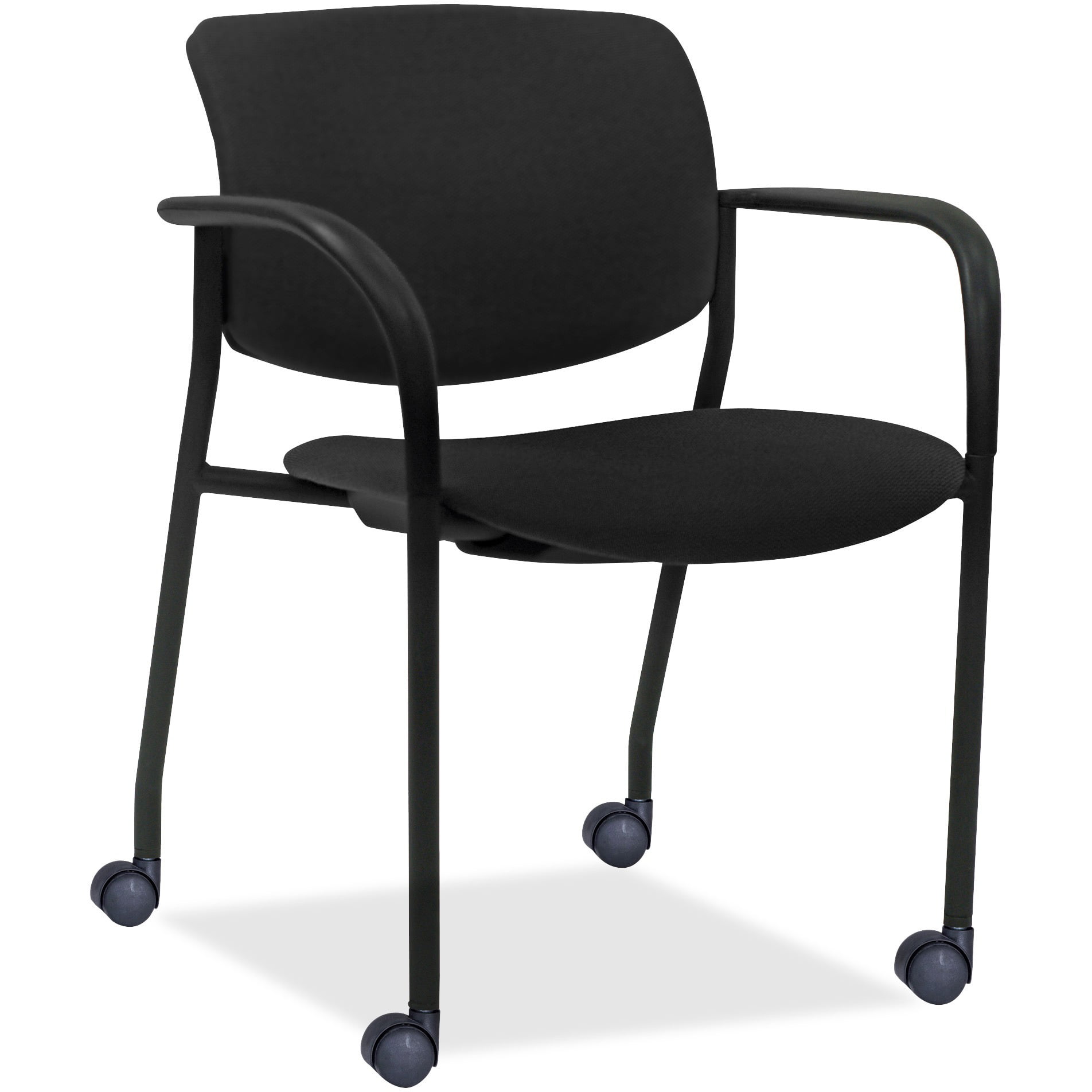 Black Seat w/ Silver Mist Frame NOR-FEI1059BK-SO Norwood Commercial Furniture Heavy-Duty Plastic Stacking Chair Pack of 4 