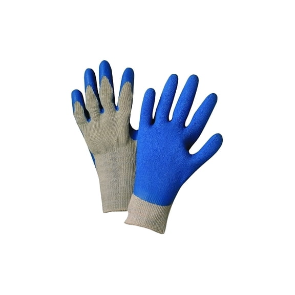 Latex Coated Gloves, Large, Blue/Gray