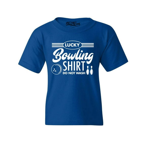 Shop4Ever Kids Lucky Bowling Shirt Bowler Graphic Child's Youth T-Shirt Medium Royal Blue