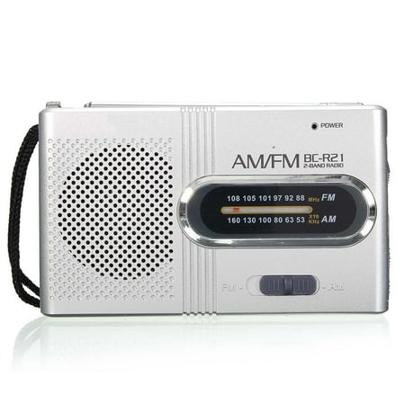 Silver Cordless Receivers BC-R21 Portable Radio Receiver Mini Radio AM-FM Receiver Outdoor Speaker World Radio Receiver ()