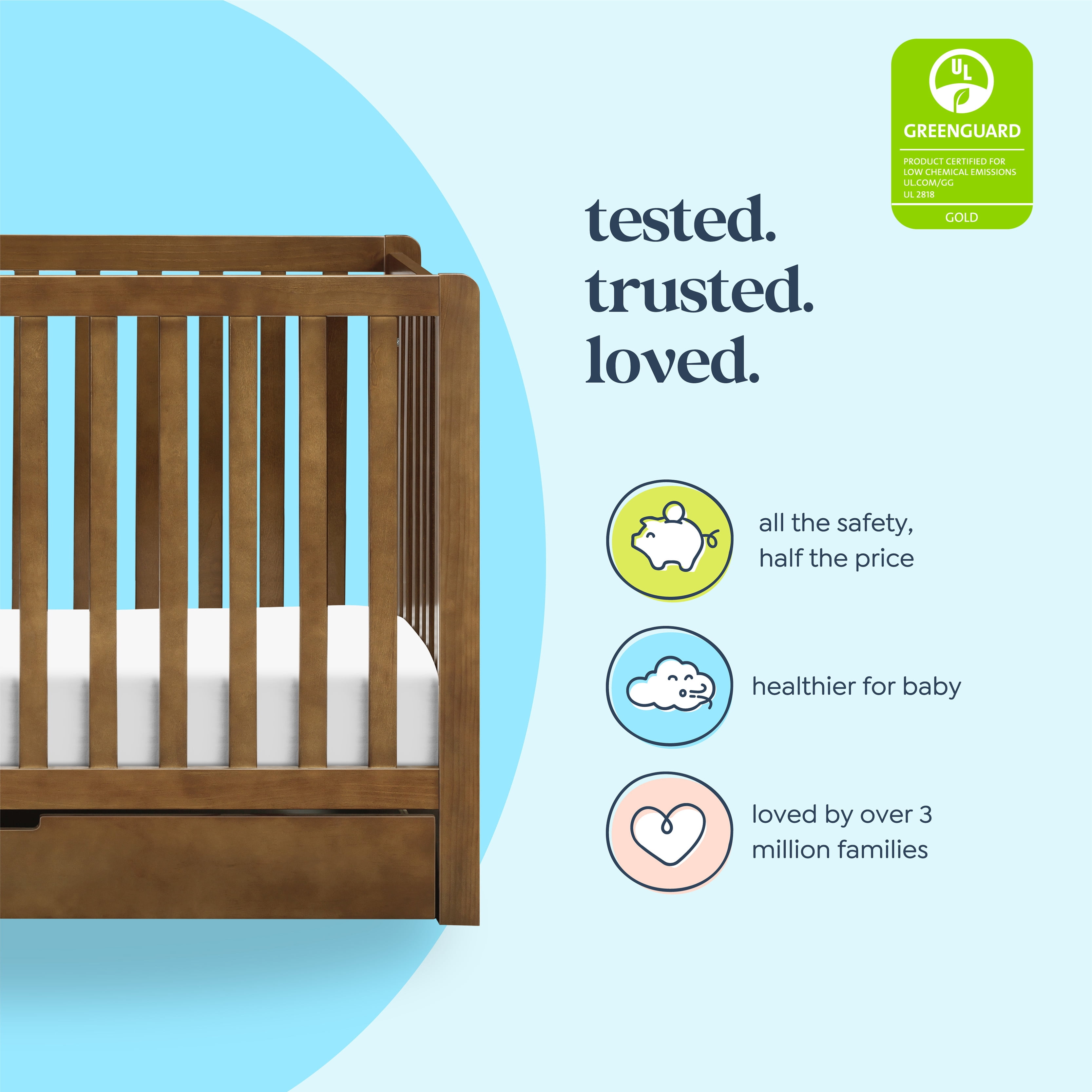 Carter's By DaVinci Colby 4-in-1 Convertible Crib w/ Trundle Drawer in Walnut