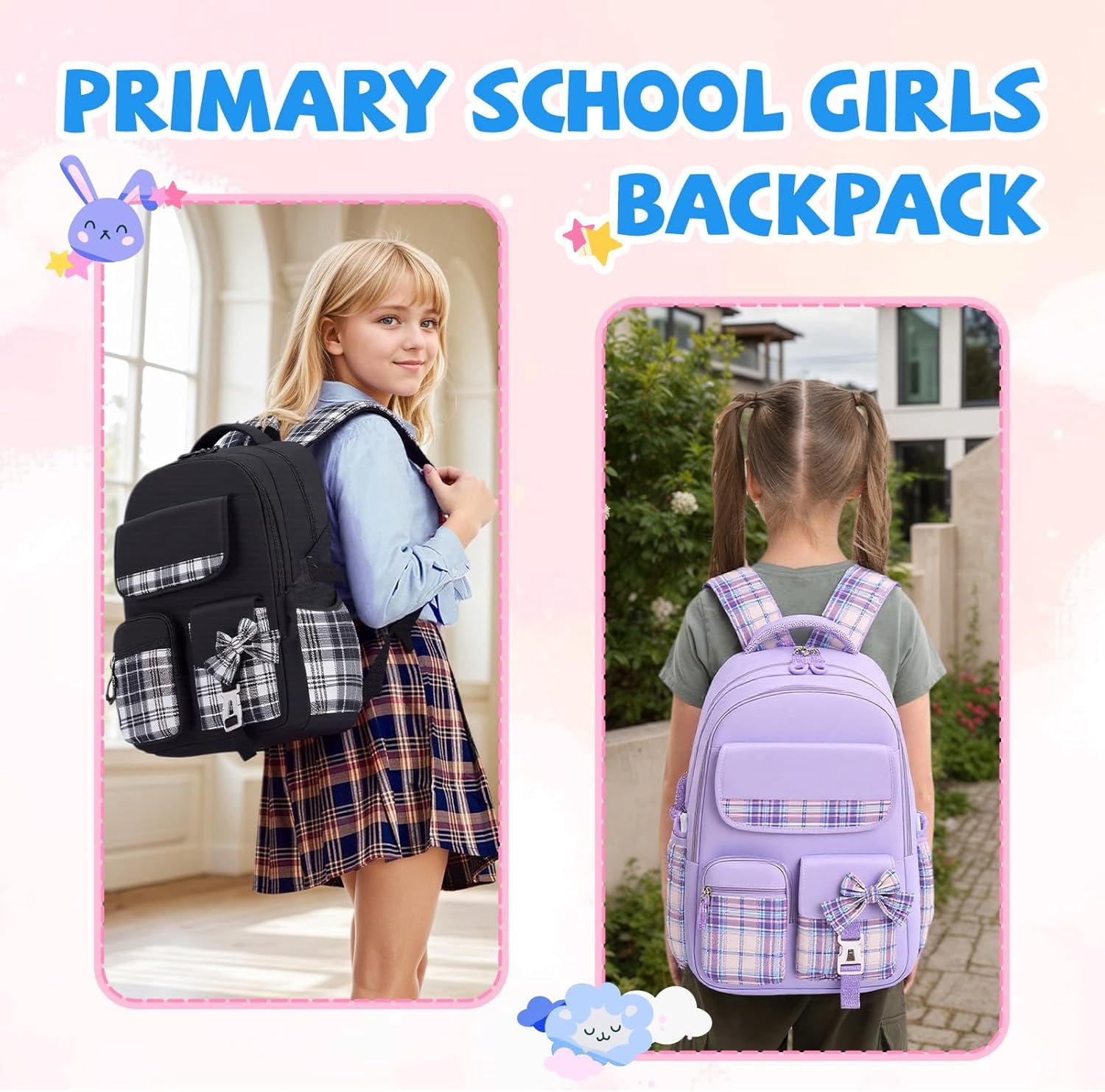 Gynky School Backpack for Teens Girlish School Bags for Middle School Students Book Bag for Elementary Primary Kawaii Backpack
