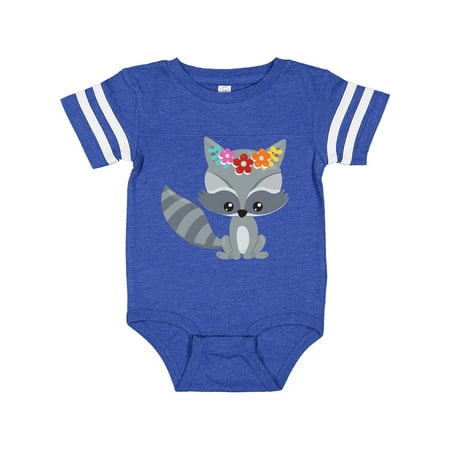 

Inktastic Spring Animals Cute Raccoon Colorful Flowers Gift Baby Boy or Baby Girl Bodysuit