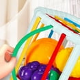 thumbnail image 4 of Juguete clasificador de formas de arcoíris para bebés | Actividad de motricidad fina con cuerdas elásticas de colores | Juego de aprendizaje sensorial | Incluye 6 juguetes de frutas | Juguete, 4 of 5