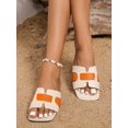 thumbnail image 2 of Women Snakeskin Embossed Braided Detail Flat Sandals, Elegant Summer Slide Sandals, 2 of 4