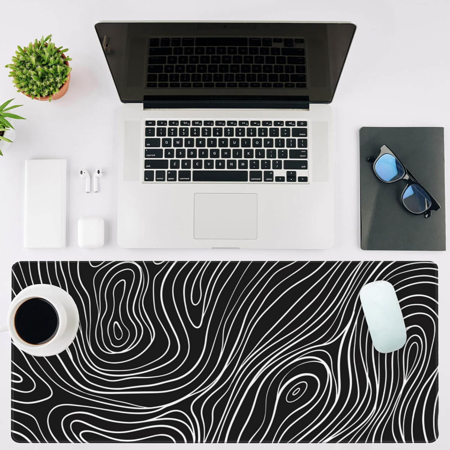 Abstract Outline Gaming Mouse Pad,Large Non-Slip Thick Stitched Edge Mouse Mat for Home Office Gaming Keyboard Desk Pad (35.4 x 15.7 Inches)