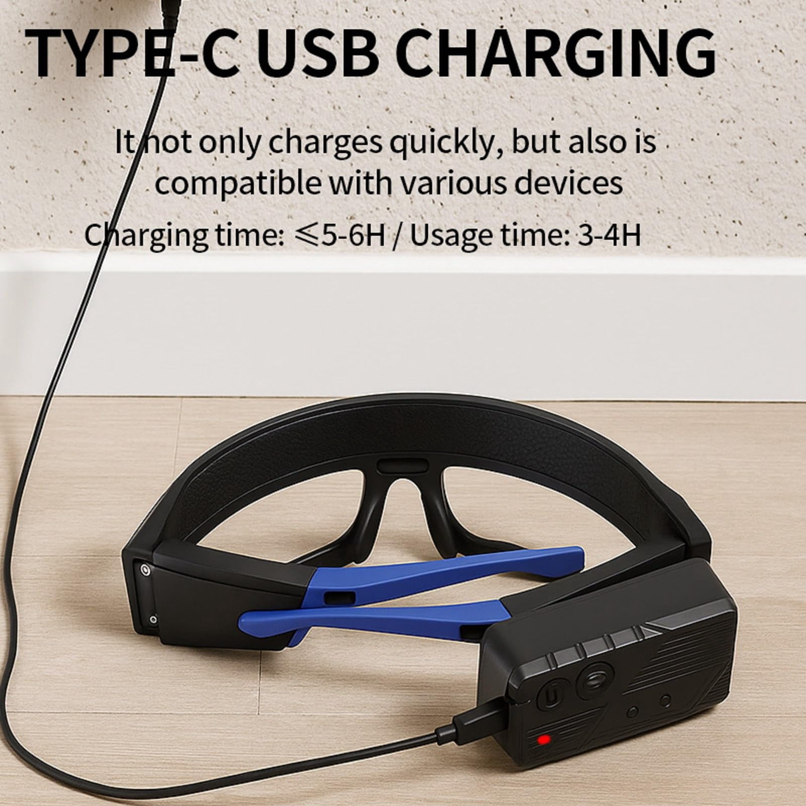 LED Safety Glasses With Dual Beam & Motion Sensor. USB-C, Clip-on Design For Hands-free Fishing, Running, Repair