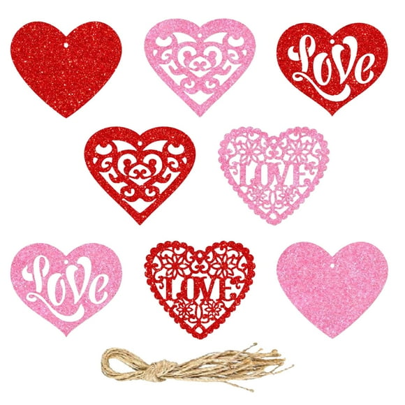 TechWave Hollow Heart Ornament Wood Heart Pediments Hanging For Wedding Anniversary Valentine's Day For Party Mini Christmas Decorations Stained Glass Window Hangings Flowers Glass Chicken Christmas