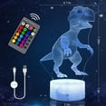 thumbnail image 4 of 3D Dinosaur Night Light,LED Illusion Table Desk Lamps, 16 Colors Dimmable Remote/Smart Touch Night Lights, Best Toys Gift for Kids, 4 of 7