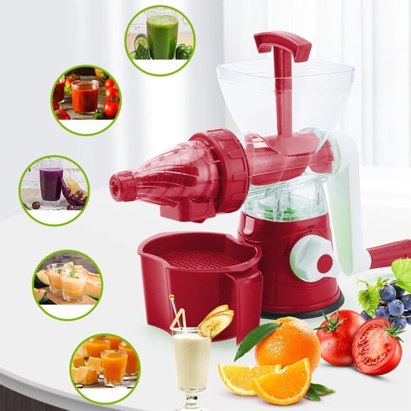 Exprimidor de mano, procesador portátil pequeño, multifunción para exprimir frutas y verduras en frío, hacer jugos, hacer helados, Rojo
