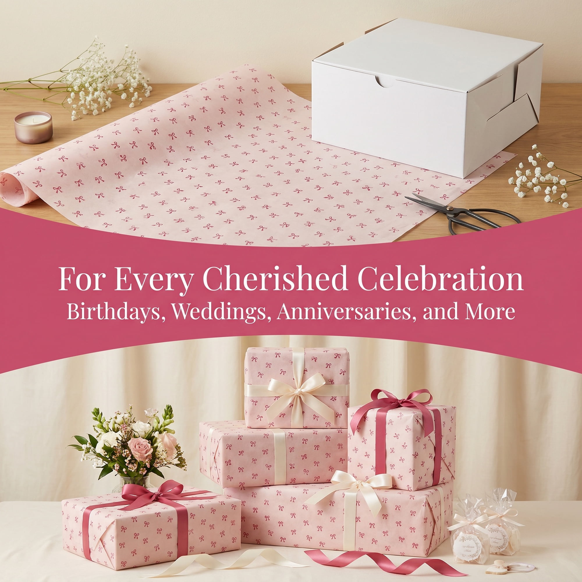 Unique Bargains Gift Wrapping Paper Sheets for All Occasions Pink Butterfly 27.6"x 19.7"