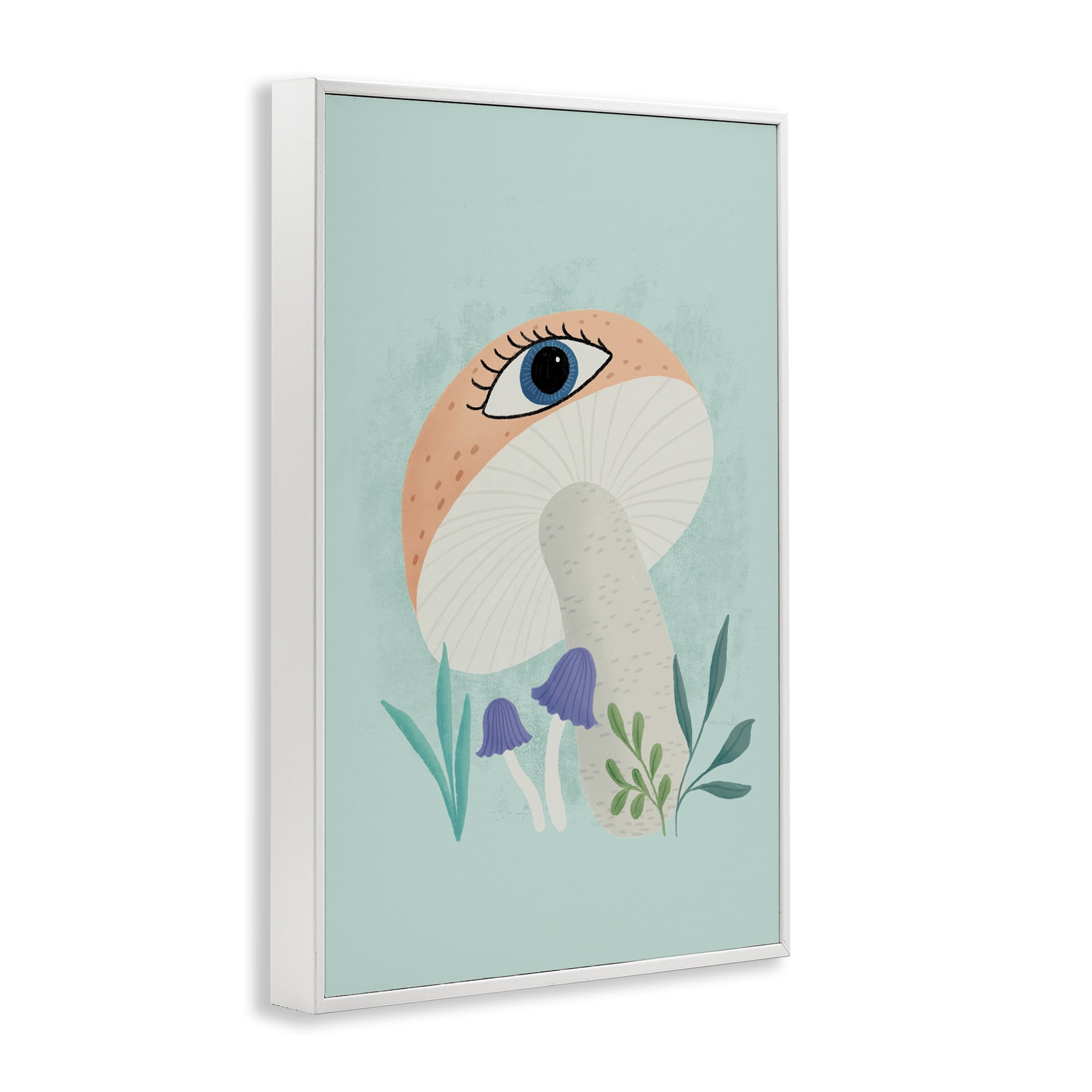 Stupell Industries Mushroom with Mystical Eye White Framed Giclee Art, design by Metka Hiti