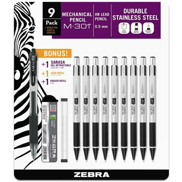 Zebra Steel Mechanical Pencil, 9 ct. Black