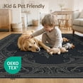 thumbnail image 4 of ODIKA 8'x10' Washable Area Rug Durable, Non-Slip Charcoal Black Gothic Medallion Design Intricate Filigree with Vintage Arches for Living Room, Under Sectional, Family, 4 of 7