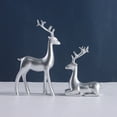thumbnail image 5 of Christmas Reindeer Figurines, 2PCS 3D Geometric Elk Resin Statue Seated Standing Elegant Lucky Deer, Craft Gold Deer Sculpture for Living Room, TV Cabinet,Bedroom, Office Desktop, 5 of 5