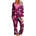 thumbnail image 2 of Sleepwear for Women Plus Size Hearts Print Breathable Pajama Sets with Pants Casual Crew Neck Long Sleeve Sleepwear Summer Pjs for Women, 2 of 6