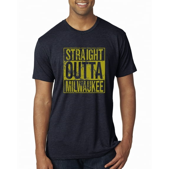 Straight Outta Milwaukee MIL Fan | Fantasy Baseball Fans | Mens Sports Premium Tri Blend T-Shirt, Vintage Navy, Large