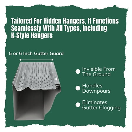 A-M Gutter Guard - 6 (50 feet, Mill Finish) Heavy-Duty Aluminum Gutter Guard - Leaf & Debris Protection for 5-inch and 6-inch Gutters, DIY-Easy, Lifetime Warranty, Made in the USA
