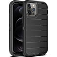 thumbnail image 1 of wonima11 for iPhone 12 Pro Max Case/iPhone 13 Pro Max Case,Drop Proof 3-Layer Durable Cover/Shockproof Armor Solid Rubber Stripe Case for iPhone 12 Pro Max/13 Pro Max 6.7"-Black, 1 of 1