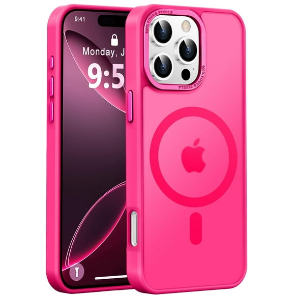 Funda de teléfono Newfuture diseñada para iPhone 16 Pro Max, color rosa intenso