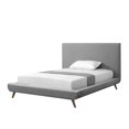thumbnail image 2 of Soren Grey Linen Bed - Upholstered, Walnut Tapered Legs, Slats IncludedFull, 2 of 9