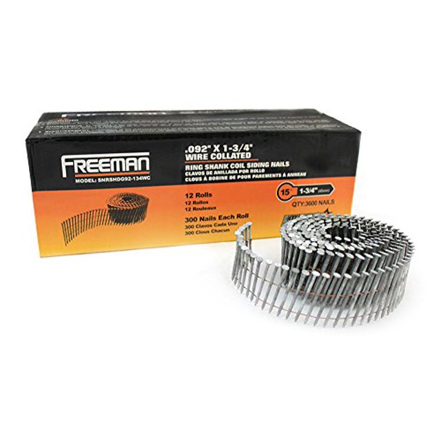 Freeman 15 Degree Wire Collated Hot Dipped Galvanized Ring Shank Siding Nails SNRSHDG92-134W