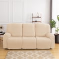 thumbnail image 3 of Rosnek 2-3 Seater Recliner Sofa Slipcover, Loveseat Cover Couch Cover Non-Slip Recliner Chair Cover, Elastic Chaise Lounge Cover Furniture Protector Cover with Side Pocket, 3 Seater / 8 Pieces, Beige, 3 of 10