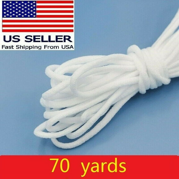 70 yards 3mm 1/8 Inch Round Elastic White Band Rope Cord String Ear Hanging Tape Sewing Crafting For DIY Face Masks