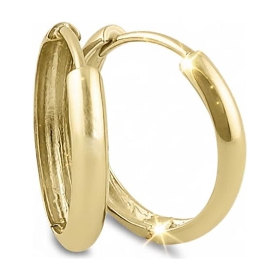 Vinali 14K Solid Gold Tiny Hoop Earrings (12mm x 3mm) - Real Gold Huggie Earrings