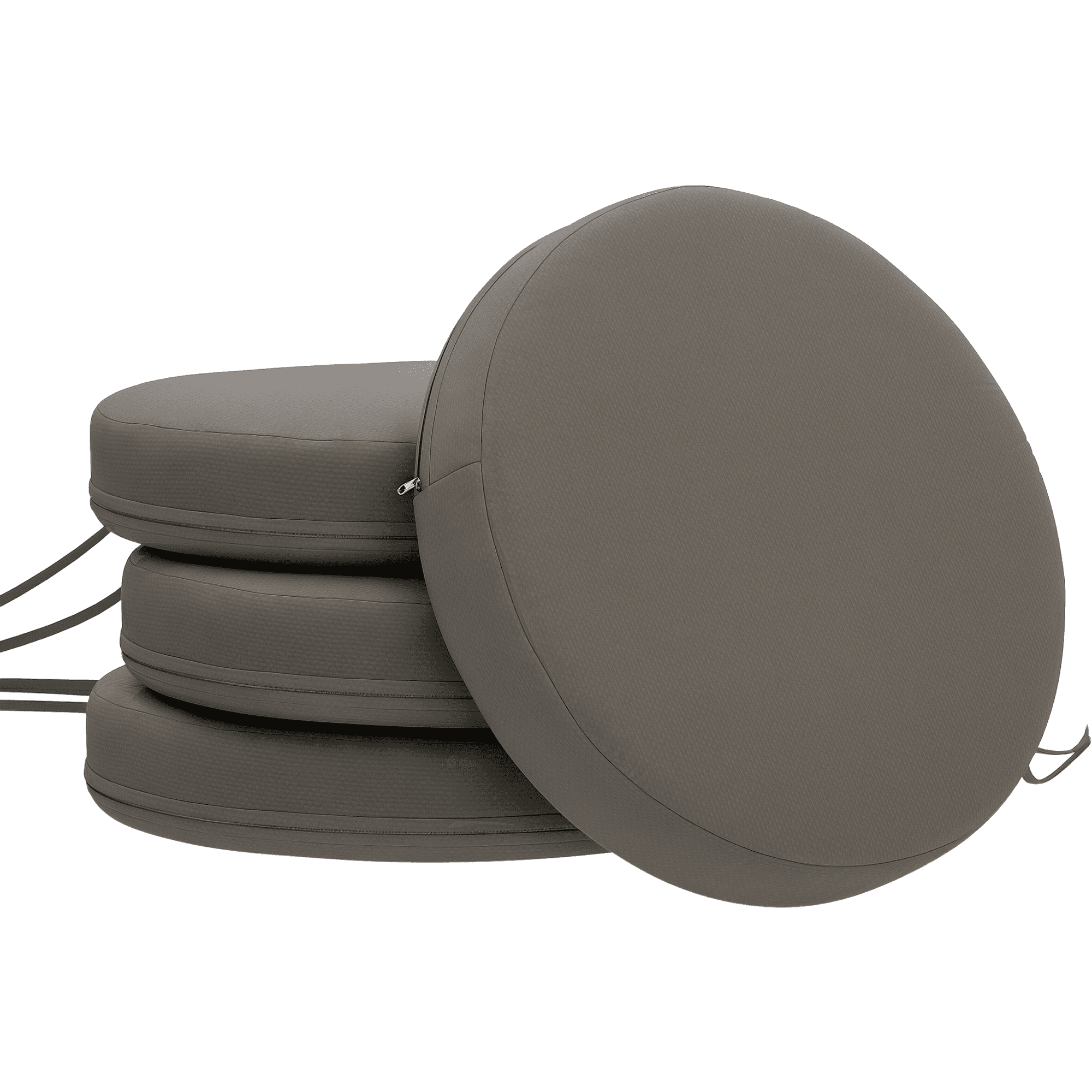 Outsunny Outdoor Chair Cushions Set of 4, Round Seat Cushions for Dining Chairs Bistro Chairs with Machine Washable Cover, 15" x 15" x 3", Dark Gray