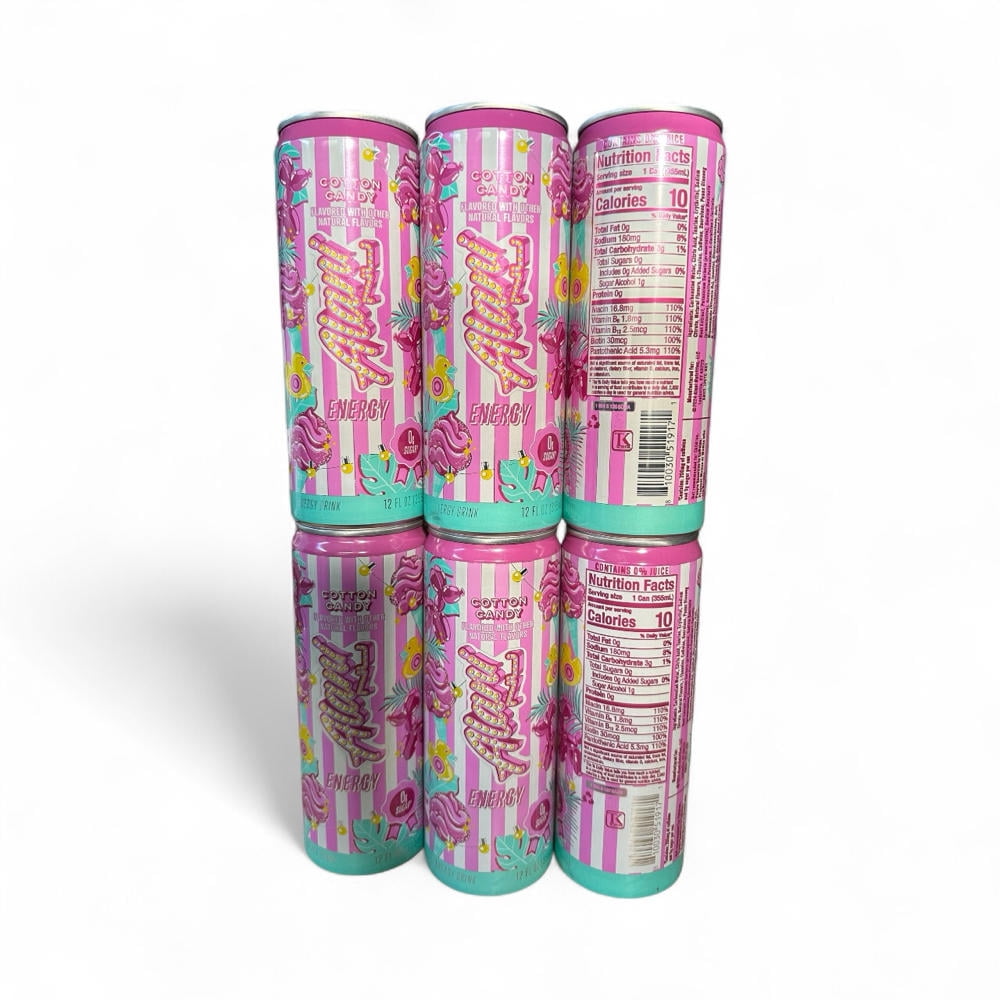 New Alani Energy Drinks Cotton Candy - Sugar-Free, Low-Calorie, 200mg Caffeine, Energy Boost Drink 12 fl oz (Pack of 6)