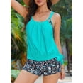 thumbnail image 3 of JYLFC Two-Piece Tummy Control Tankini Swimsuits for Women Modest Bathing Suit with Shorts, Green M, 3 of 6