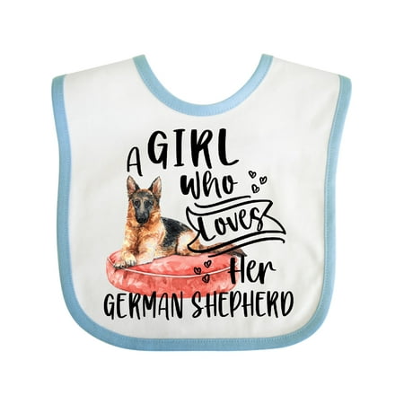 

Inktastic A Girl Who Loves Her German Shepherd Gift Baby Boy or Baby Girl Bib