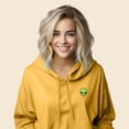 thumbnail image 4 of Dalix Alien Embroidered Fleece Cropped Hoodie Cold Fall Winter Women in Heather Mustard L Large, 4 of 5