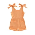 thumbnail image 1 of xiaxaixu Toddler Girls Sleeveless Romper Solid Color Ribbed Bodysuit Summer Clothes with Pockets, 1 of 8