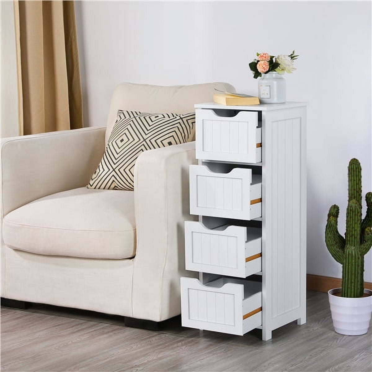 4 Drawers Bathroom Cabinet for Hygiene Items/Toiletries/Medications White