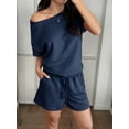 thumbnail image 5 of Womens Loungewear Set Short Sleeve Tops and Shorts 2 Piece Outfits Matching Lounge Pajama Set with Pockets, 5 of 8