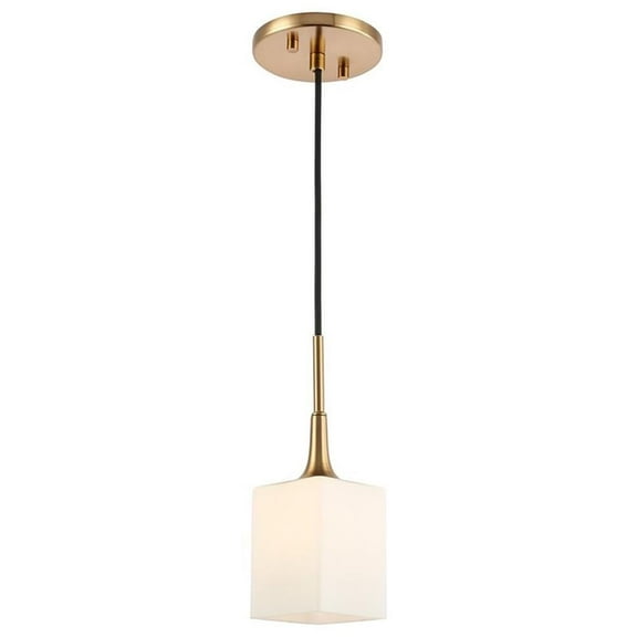 Woodbridge Lighting Chelsea 1-Light Glass & Steel Mini Pendant in Brass