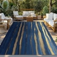 thumbnail image 3 of Fsddascl Oil Painted Blue Golden Outdoor Rug for Patio/Deck/Porch, Non-Slip Large Area Rug 5 x 8 Ft, Abstract Luxury Modern Indoor Outdoor Rugs Washable Area Rugs, Reversible Camping Rug Carpet, 3 of 5