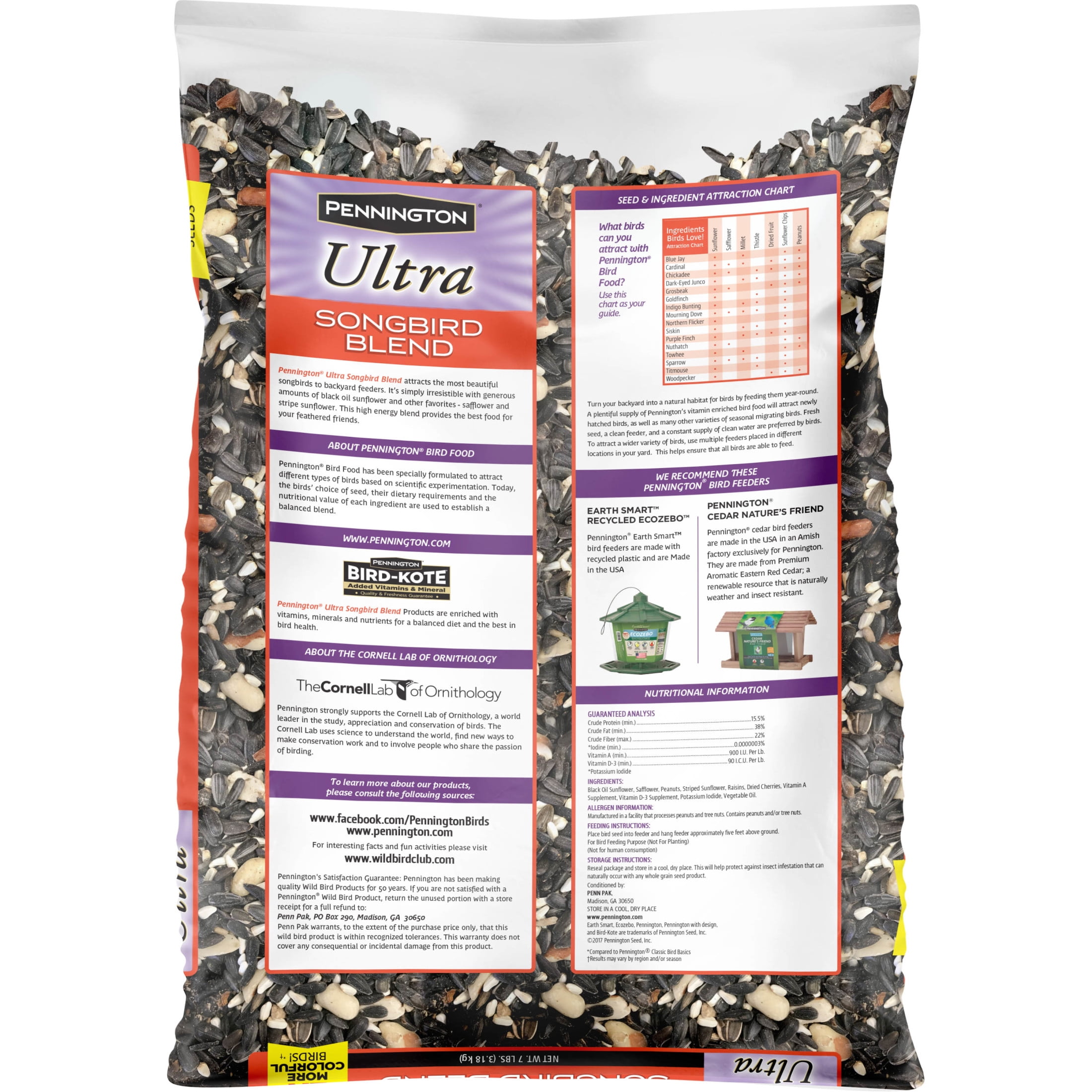 Pennington Ultra Songbird Blend Wild Bird Feed and Seed, 7 lb. Bag, Dry, 1 Pack