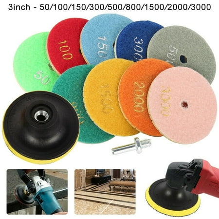 

11Pcs 3Inch Diamond Polishing Pads Grinder Disc Kit Granite Marble Stone Concret