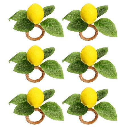 

6pcs Dinner Party Summer Cafes Family Gathering Lemon Napkin Rings Set Farmhouse