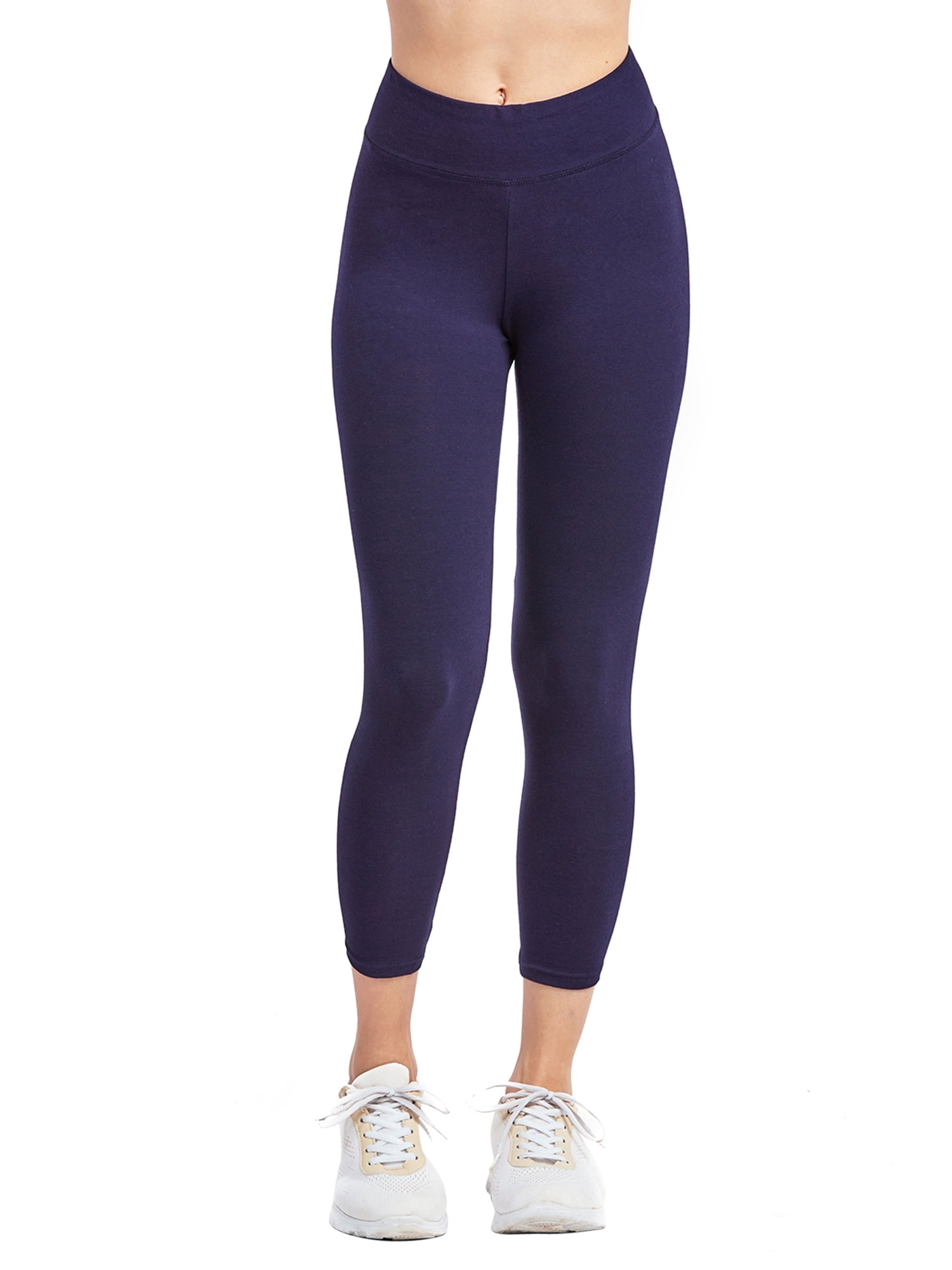 Women & Plus Soft Cotton Active Stretch Capri Length Lightweight Leggings : Navy (Capri Length), 1X