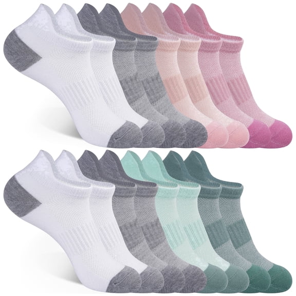 HIALTODAY 8 Pairs Women's Ankle Socks, Low Cut Performance Athletic Socks Size 5-8