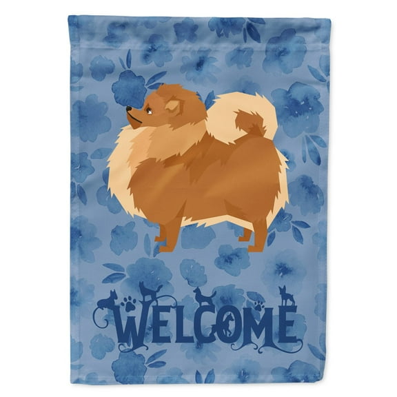 Carolines Treasures CK6259GF Pomeranian Welcome Flag Garden Size Small multicolor