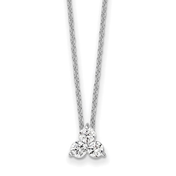 14K White Gold Cable Diamond Necklace Chain True Origin 3/4 carat Lab Grown VS/SI D E F 3 Stone 18 inch 10 mm