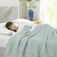 thumbnail image 4 of Beautyrest Waffle Weave Contemporary Cotton Blanket in Aqua Blue, 4 of 5