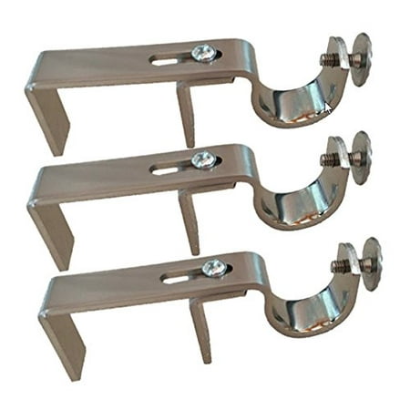 - NoNo Bracket - Outside Mounted Blinds Curtain Rod Bracket Attachment (Satin Nickel, Set of 3)